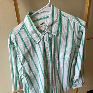 Aerie beach shirt size medium green stripe